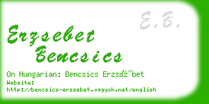 erzsebet bencsics business card